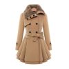 Women's Woolen Jacket Long Slimming Smoothing Overcoat Double Row Buttoned Narrow Fit European And American Style