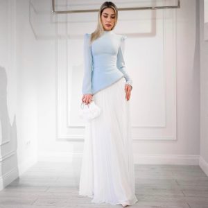 Elegant Chiffon Beaded Pleated Evening Gown